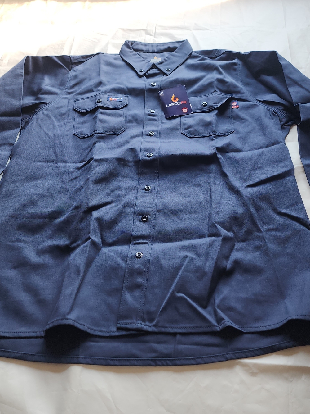 LAPCO FR FLAME-RESISTANT CAT2 MEN'S WORKWEAR NAVY LONG SLEEVE SHIRT SIZE XL-LONG